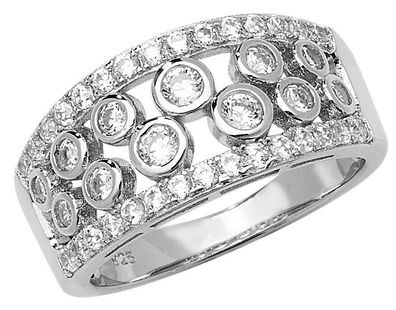 Stylischer 925 Sterling Silber Damen - Ring mit Zirkonia