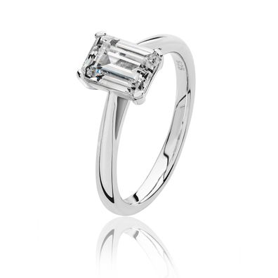 Stylischer 925 Sterling Silber Solitär Verlobung Damen - Ring mit Zirkonia