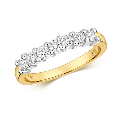 9 Karat (375) Gold Halb Eternity Diamant Ring Brillant-Schliff 0.50 Karat H - PK1