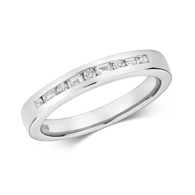 9 Karat (375) Weißgold Damen - Diamant Ring Brillant-Schliff 0.26 Karat G - I1 I2