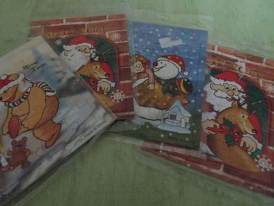 4 Mini Puzzle / Grußkarte Merry x-mas Weihnachten mit Humor