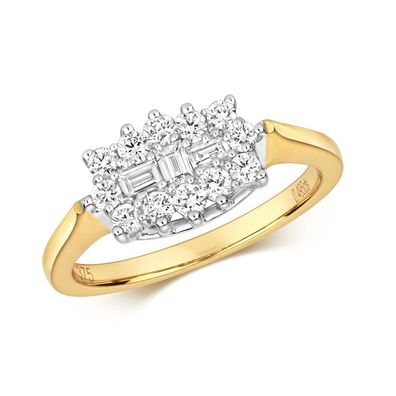 9 Karat (375) Gold Damen - Diamant Ring Brillant-Schliff 0.50 Karat G - I1 I2