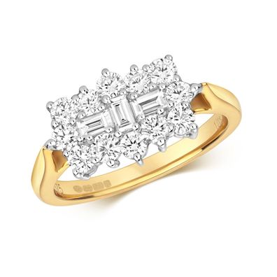 9 Karat (375) Gold Damen - Diamant Ring Brillant-Schliff 1.00 Karat G - I1 I2
