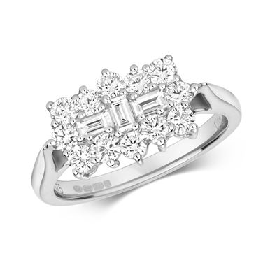 9 Karat (375) Weißgold Damen - Diamant Ring Brillant-Schliff 1.00 Karat G - I1 I2
