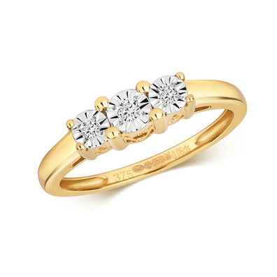 9 Karat (375) Gold Trilogie Diamant Damenring Brillant-Schliff 0.06 Karat H - PK1