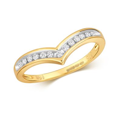 9 Karat (375) Gold Diamant Wünschelrute Ring Brillant-Schliff 0.15 Karat H - PK1