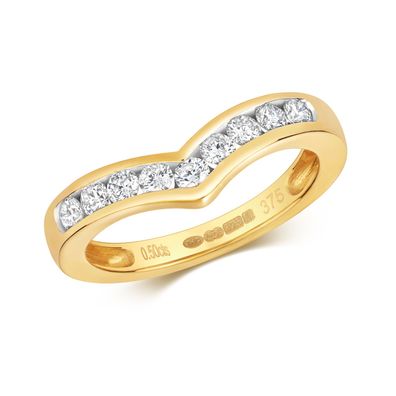 9 Karat (375) Gold Diamant Wünschelrute Ring Brillant-Schliff 0.50 Karat H - PK1