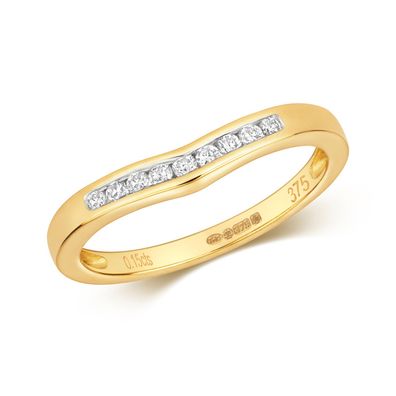 9 Karat (375) Gold Diamant Wünschelrute Ring Brillant-Schliff 0.15 Karat H - PK1
