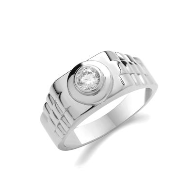 Modischer 925 Sterling Silber Herren - Ring mit Zirkonia