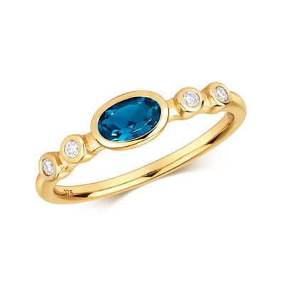 9 ct/ Karat Gelb Gold 5 Steine Diamant Ring Brillant-Schliff 0.08 Karat HI - I1