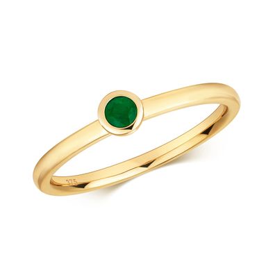 9 ct/ Karat Gelb Gold Damen - Ring mit Smaragd