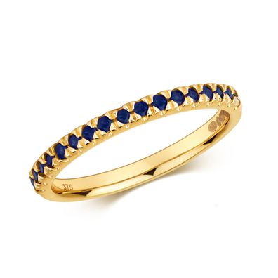 9 ct/ Karat Gelb Gold Damen - Ring mit Saphir