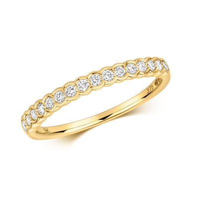 9 ct/ Karat Weißgold/ Gelb Gold Diamant Ring Brillant-Schliff 0.21 Karat HI - I1