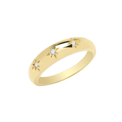Schöner 9 ct/ Karat Gelb Gold Stern Damen - Ring mit Zirkonia