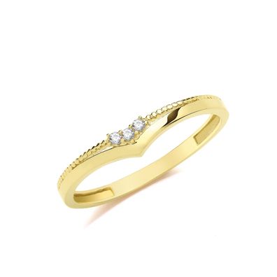 Exklusiver 9 ct/ Karat Weißgold/ Gelb Gold Damen - Wünschelrute Ring mit Zirkonia