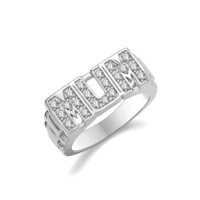 Wunderschöner 925 Sterling Silber Damen - Mum Ring mit Zirkonia
