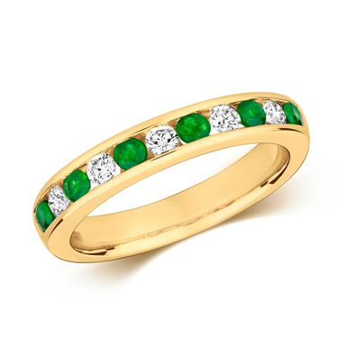 9 Karat (375) Gold Diamantring Brillant-Schliff 0.24 Karat HI - I1 mit Smaragd