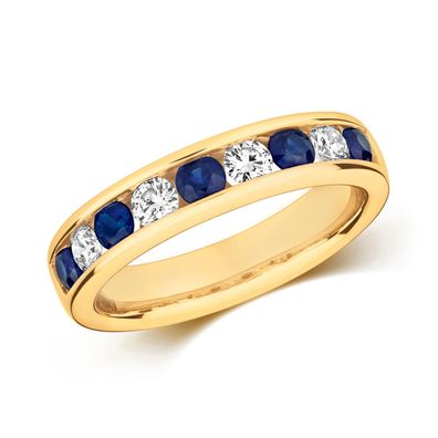 9 Karat (375) Gold Diamant Ring Brillant-Schliff 0.37 Karat HI - I1 mit Saphir