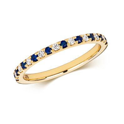 9 Karat (375) Gold Diamant Ring Brillant-Schliff 0.17 Karat H - I1 I2 mit Saphir
