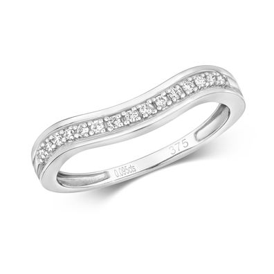 9 Karat (375) Weißgold Damen - Diamant Wünschelrute Ring