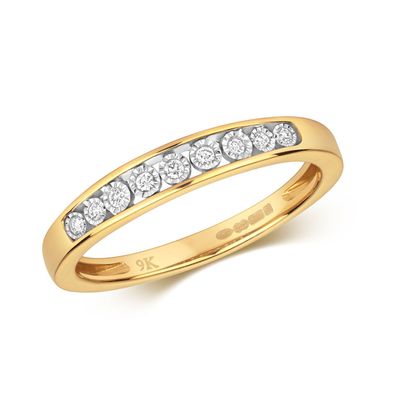 9 Karat (375) Gold Halb Eternity Diamant Ring Brillant-Schliff 0.06 Karat H - I1