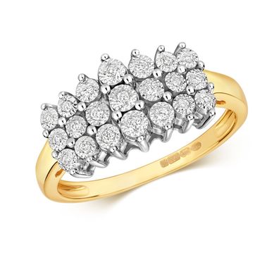 9 Karat (375) Gold Damen - Diamant Ring Brillant-Schliff 0.11 Karat H - I1 I2