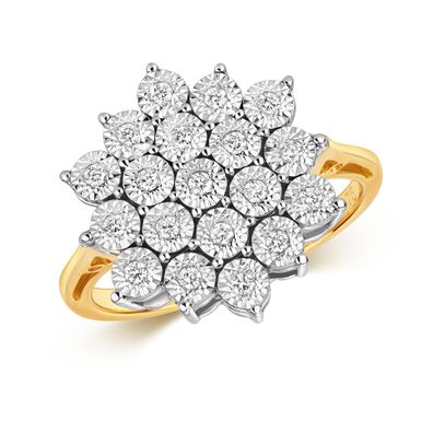 9 Karat (375) Gold Cluster Diamant Damenring Brillant-Schliff 0.20 Karat H - I1 I2