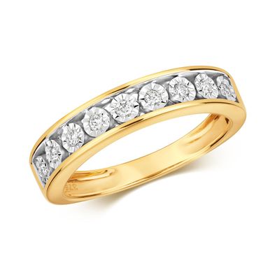 9 Karat (375) Gold Halb Eternity Diamant Ring Brillant-Schliff 0.10 Karat H - I1 I2