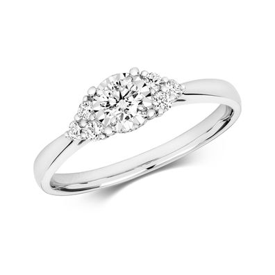 Edler 9 ct/ Karat Weißgold Damen - Diamant Ring Brillant-Schliff 0.35 Karat GH - I1
