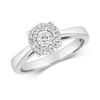 9 Karat (375) Weißgold Verlobung Diamant Ring Brillant-Schliff 0.32 Karat H - I1