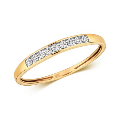 Stylischer 9 Karat (375) Gold Halb Eternity Diamant Ring Brillant-Schliff H - I1