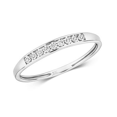 Stylischer 9 Karat (375) Weißgold Halb Eternity Diamant Ring Brillant-Schliff H - I1
