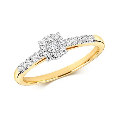 9 Karat (375) Gold Solitär Verlobung Diamant Ring Brillant-Schliff 0.25 Karat H - I1