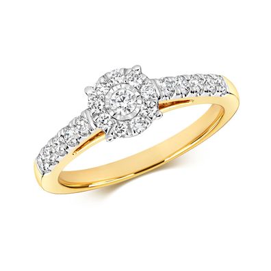 9 Karat (375) Gold Solitär Verlobung Diamant Ring Brillant-Schliff 0.50 Karat H - I1