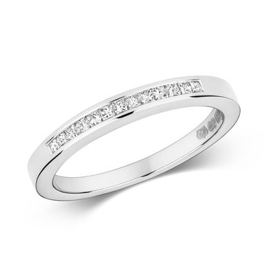 18 Karat (750) Weißgold Damen - Diamant Ring Prinzessschliff 0.18 Karat H - VS