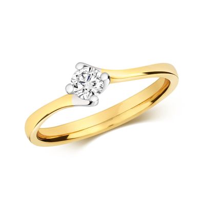 18 Karat (750) Gold Damen - Diamant Ring Brillant-Schliff 0.25 Karat GH - SI2