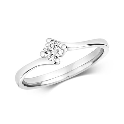 18 Karat (750) Weißgold Damen - Diamant Ring Brillant-Schliff 0.25 Karat GH - SI2