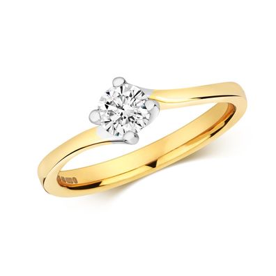 18 Karat (750) Gold Diamant Damenring Brillant-Schliff 0.35 Karat GH - SI2