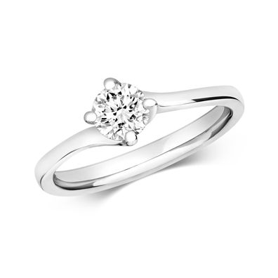 18 Karat (750) Weißgold Damen - Diamant Ring Brillant-Schliff 0.50 Karat GH - SI2