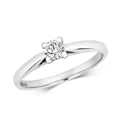18 Karat (750) Weißgold Damen - Diamant Ring Brillant-Schliff 0.25 Karat GH - SI2