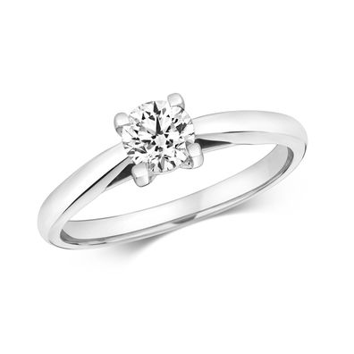 18 Karat (750) Weißgold Damen - Diamant Ring Brillant-Schliff 0.50 Karat GH - SI2