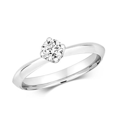 18 Karat (750) Weißgold Damen - Diamant Ring Brillant-Schliff 0.35 Karat GH - SI2