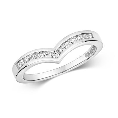 18 Karat (750) Weißgold Wishbone Damen - Diamant Wünschelrute Ring
