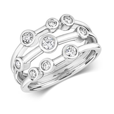 18 ct/ Karat Weißgold Fancy Damen - Diamant Ring Brillant-Schliff 0.50 Karat HI - SI