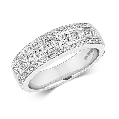 Edler 18 ct/ Karat Weißgold Eternity Diamant Ring Prinzessschliff 1.00 Karat G - VS