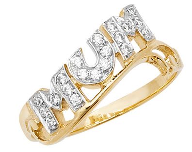 Stylischer 9 ct/ Karat Gelb Gold Damen - Mum Ring