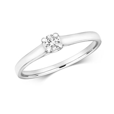 9 Karat (375) Weißgold Damen - Diamant Ring Brillant-Schliff 0.15 Karat H - I1