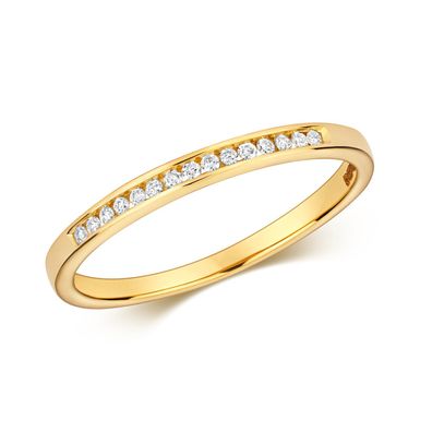 9 ct/ Karat Weißgold/ Gelb Gold Diamant Ring Brillant-Schliff 0.07 Karat H - I1