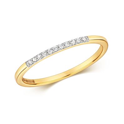 Edler 9 ct/ Karat Weißgold/ Gelb Gold Diamant Ring Brillant-Schliff 0.05 Karat H - I1