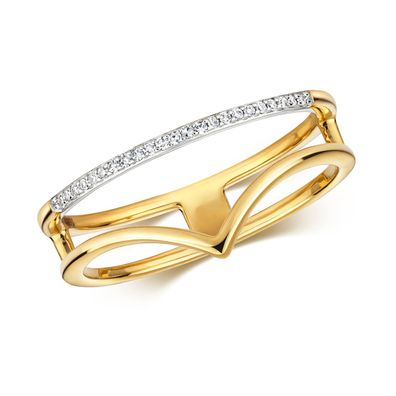 9 ct/ Karat Gelb Gold Diamant Wünschelrute Ring Brillant-Schliff 0.06 Karat H - I1